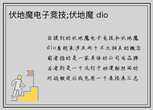 伏地魔电子竞技;伏地魔 dio